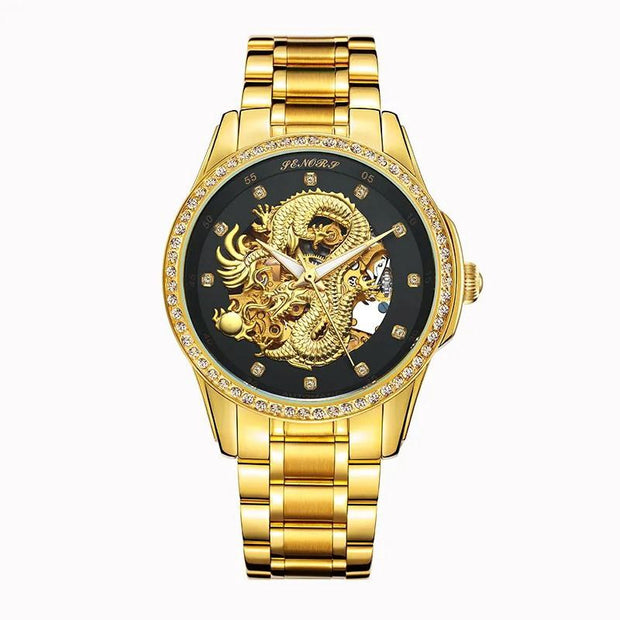 Embossed Golden Dragon Men's Watch